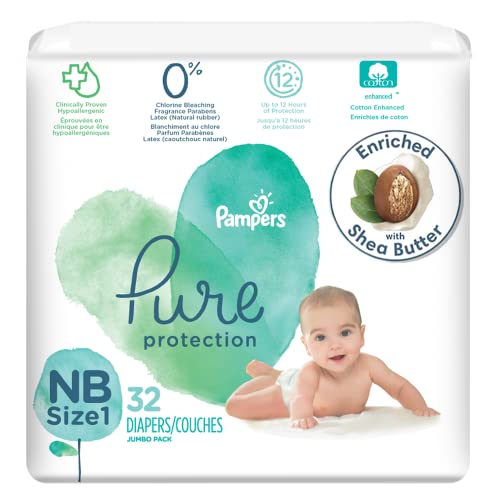 Pampers Pure Protection Baby Diapers, Newborn Extra Small Size Taped