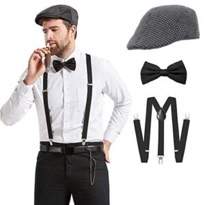 Suspender and Bow Tie Set with Flat cap