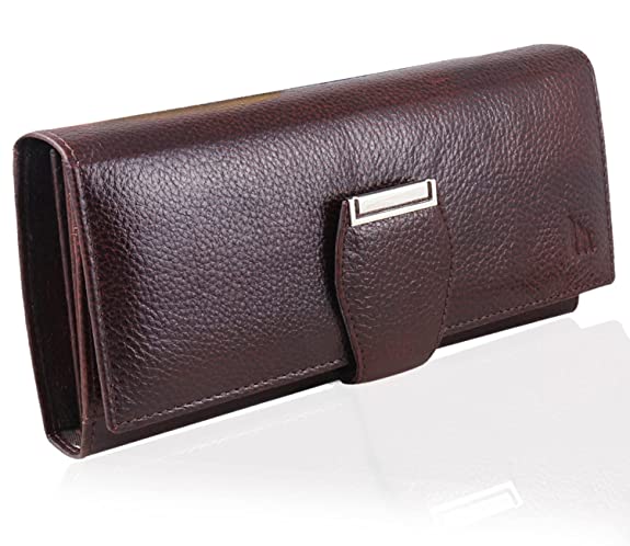 Mtuggar Women Clutch Wallet Genuine Leather Brown