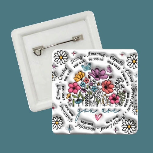 Flower-Square Pins badge